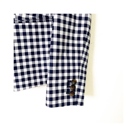 J CREW M2373 Gingham Blue White Blazer Jacket Checkered Double Button XS - Picture 4 of 8